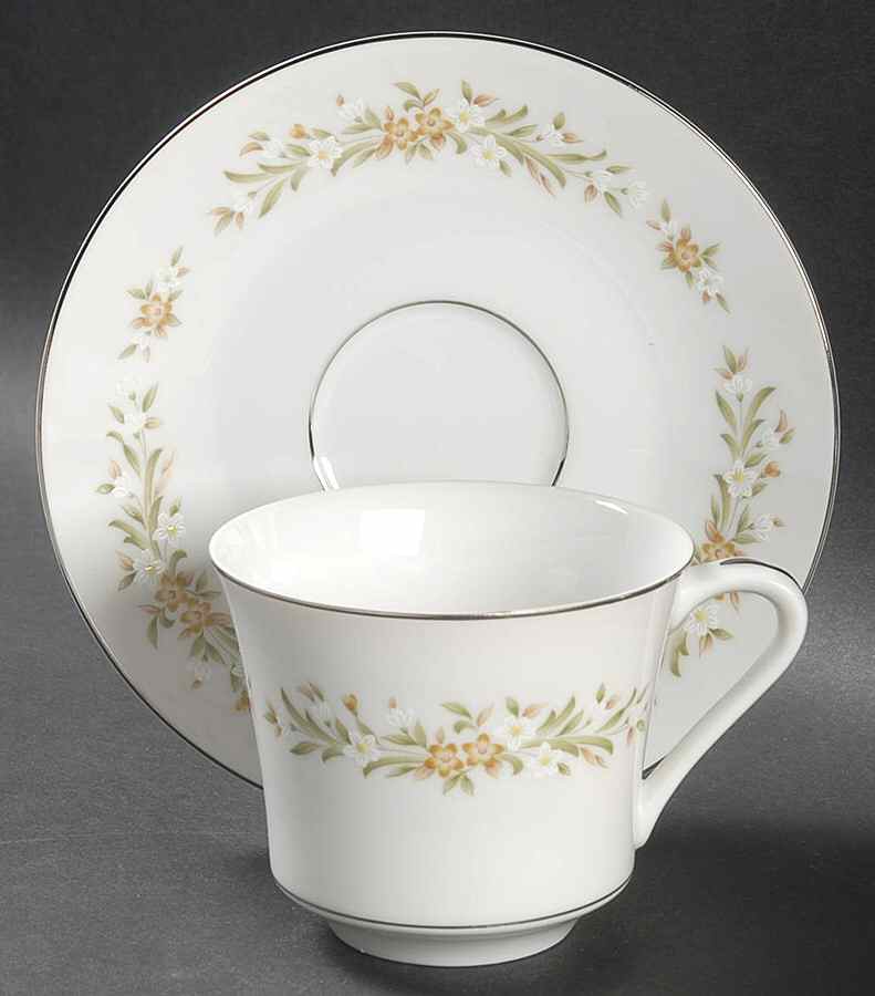 Mayfair (Platinum Trim) Flat Cup & Saucer Set by Style House-1