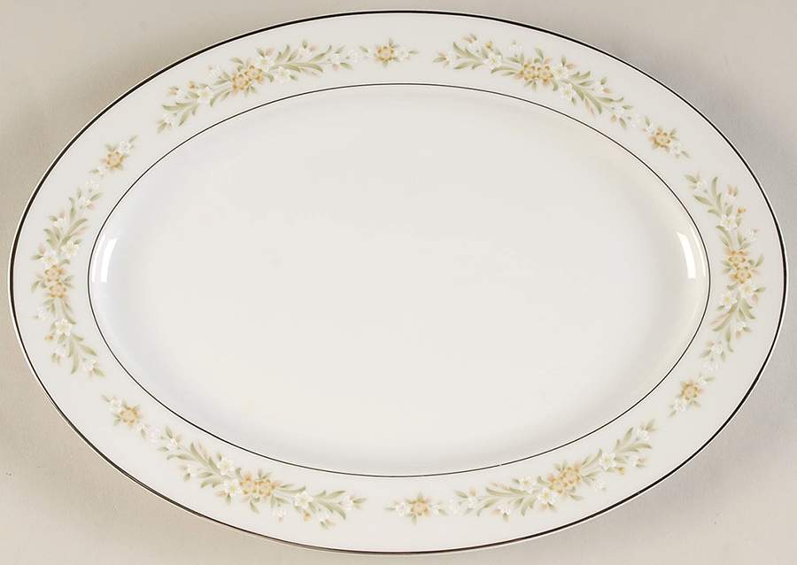 Mayfair (Platinum Trim) 12" Oval Serving Platter by Style House-1