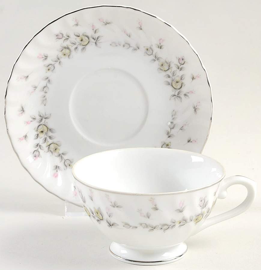 Picardy (Platinum) Footed Cup & Saucer Set by Style House-1