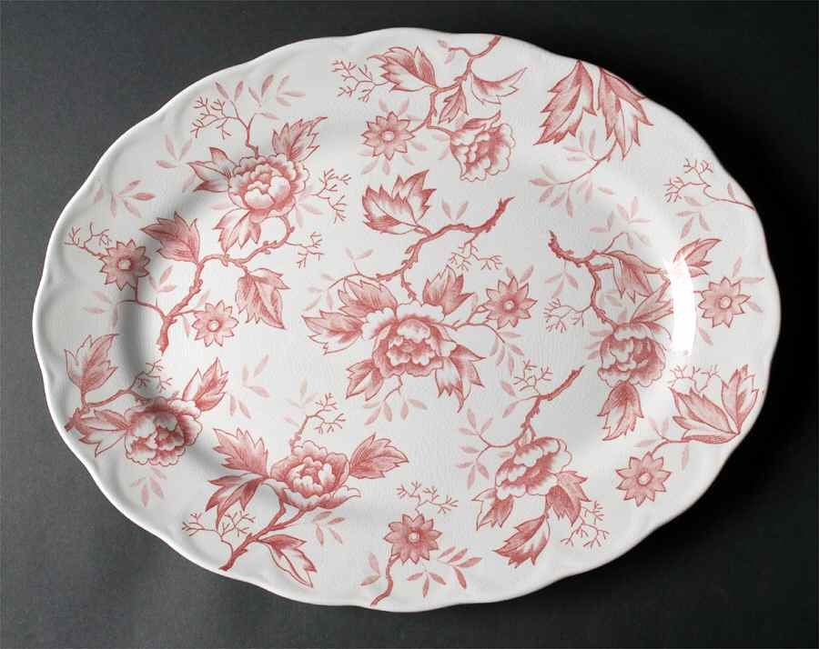 Pink Flora 16" Oval Serving Platter by Style House-1