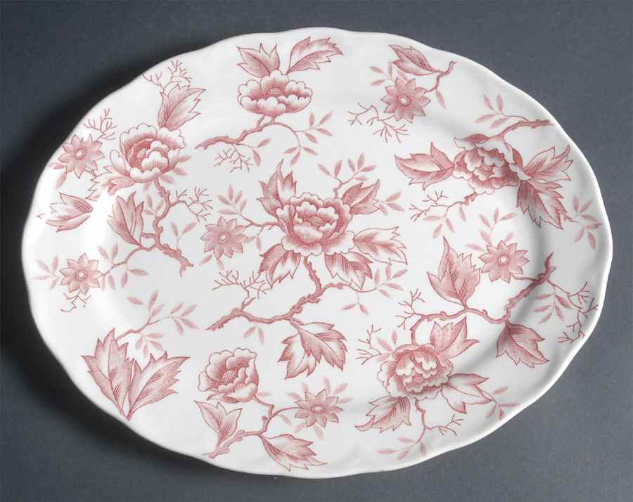 Pink Flora 12" Oval Serving Platter by Style House-1
