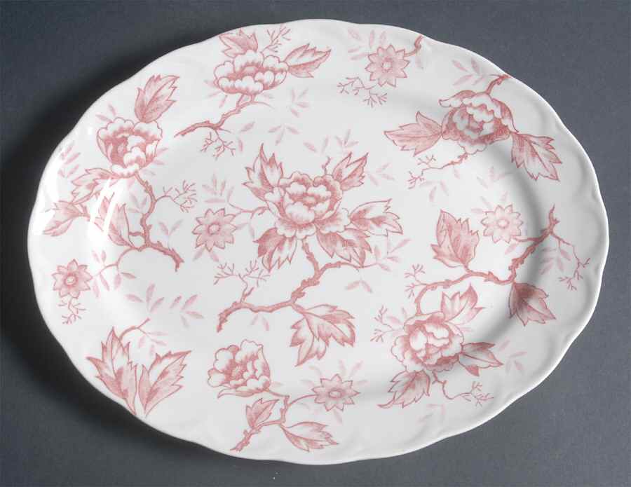 Pink Flora 12" Oval Serving Platter by Style House-1