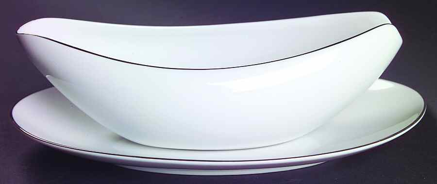 Platinum Ring Gravy Boat & Underplate/Relish by Style House-1
