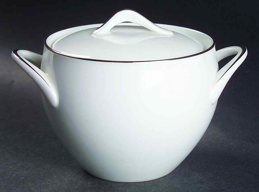 Platinum Ring Sugar Bowl & Lid by Style House-1