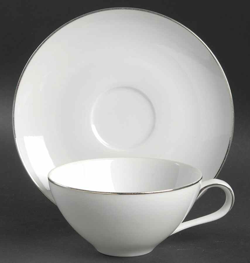 Platinum Ring Flat Cup & Saucer Set by Style House-1