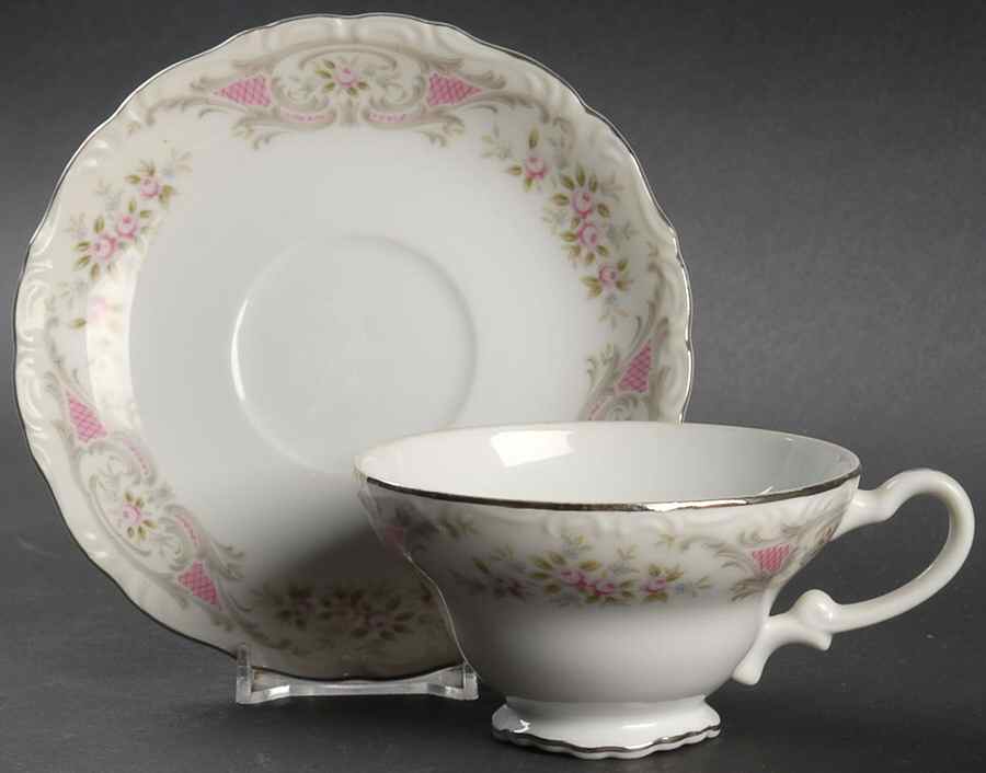 Pompadour Footed Cup & Saucer Set by Style House-1