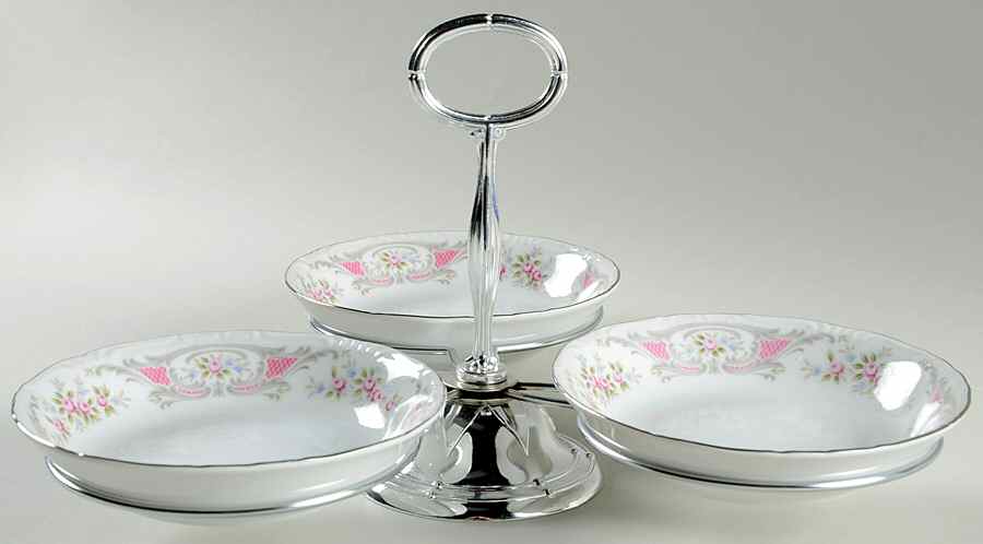 Pompadour 7" x 12" 3-Part Relish & Metal Stand (FR) HC by Style House-1