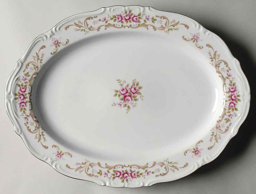 Rose Baroque 14" Oval Serving Platter by Style House-1