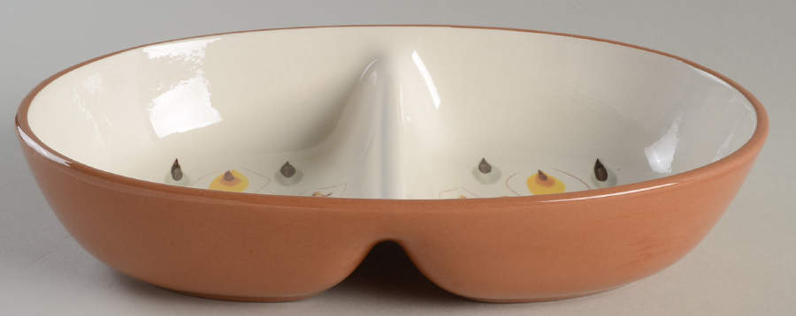 Amber Glo 10" Oval Divided Vegetable Bowl by Stangl-1