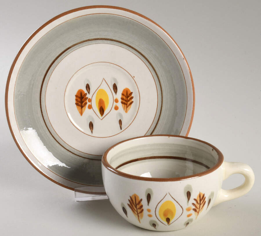 Amber Glo Flat Cup & Saucer Set by Stangl-1