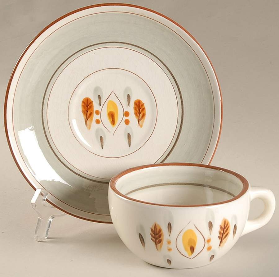 Amber Glo Flat Cup & Saucer Set by Stangl-1