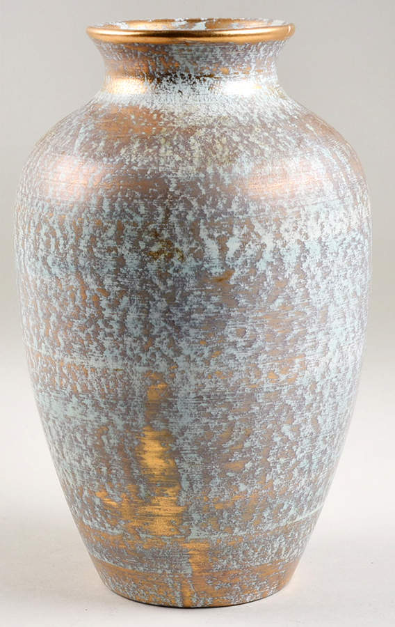 Antique Gold (Gold on Green Body) 9" Vase by Stangl-1