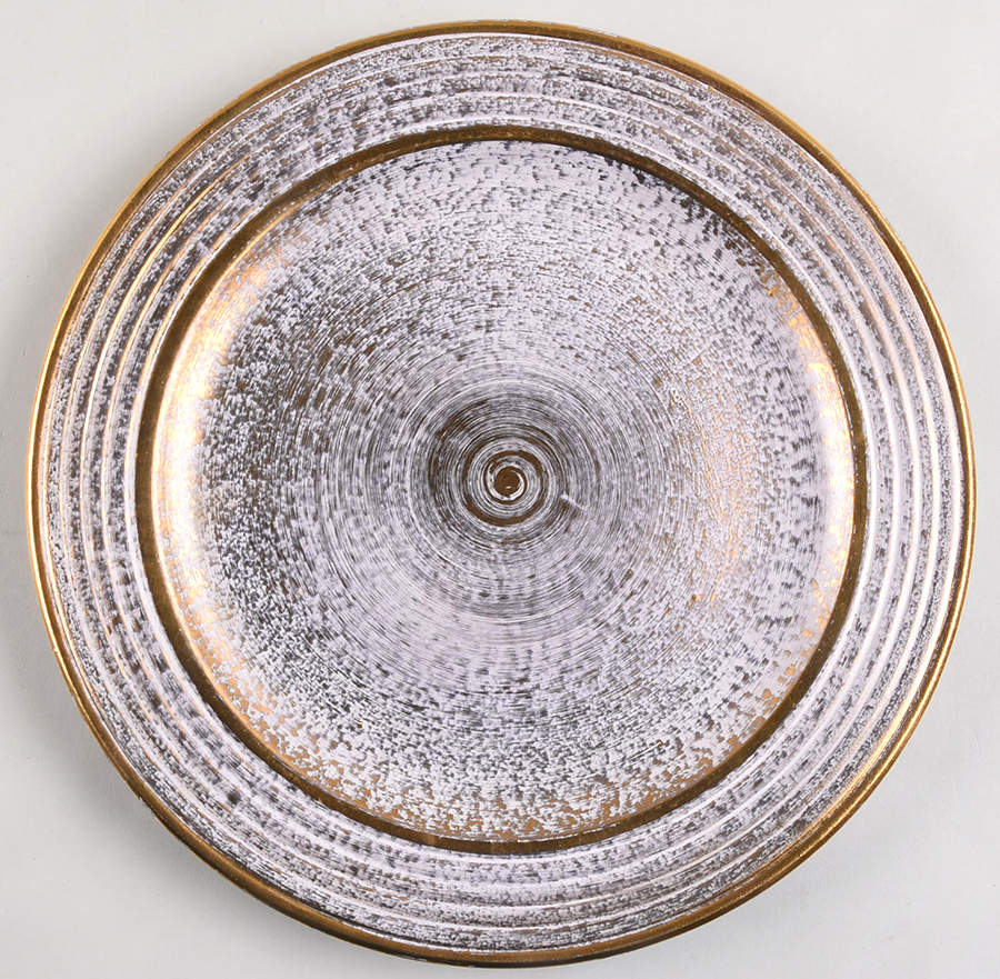 Antique Gold (Gold on Green Body) Service Plate (Charger) by Stangl-1
