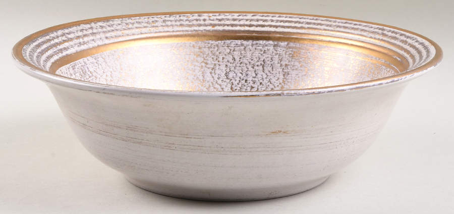 Antique Gold (Gold on Green Body) 9" Round Vegetable Bowl by Stangl-1