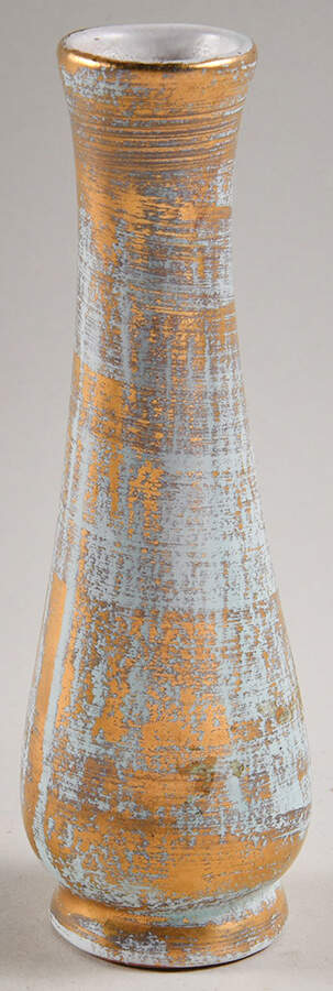 Antique Gold (Gold on Green Body) 5" Bud Vase by Stangl-1