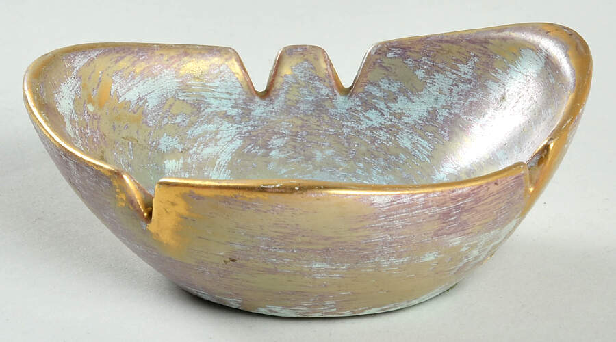 Antique Gold (Gold on Green Body) 5" Ashtray by Stangl-1