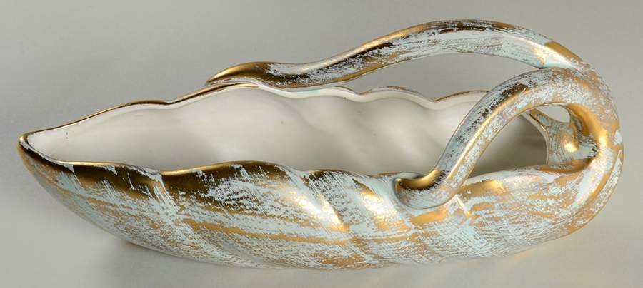 Antique Gold (Gold on Green Body) Large Serving Bowl by Stangl-1