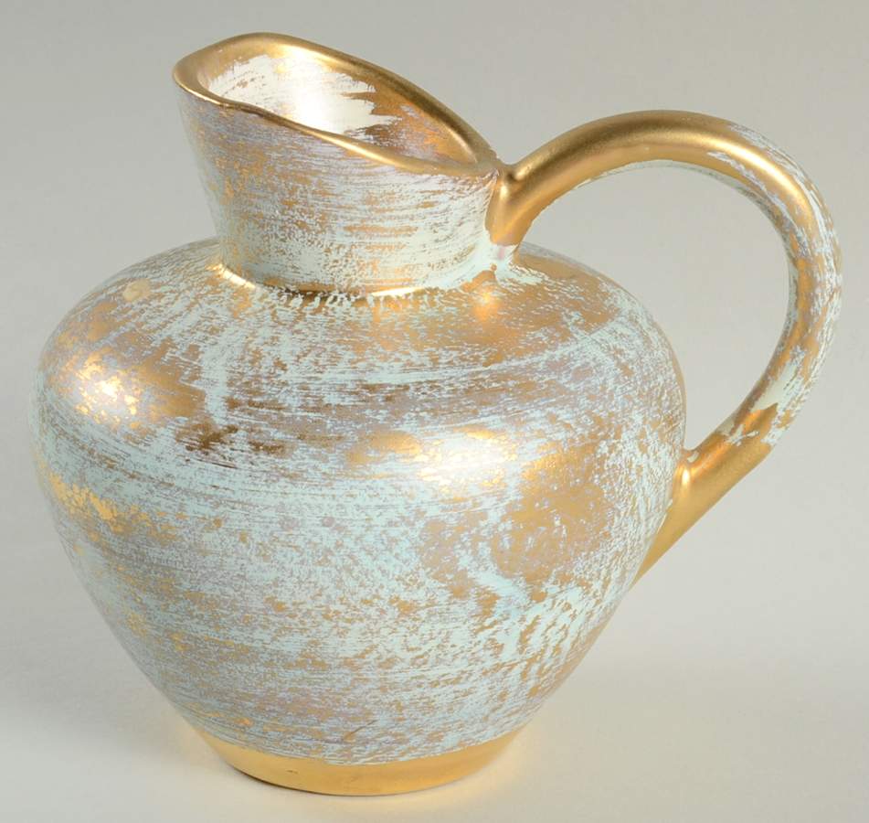 Antique Gold (Gold on Green Body) 32 Oz Pitcher by Stangl-1