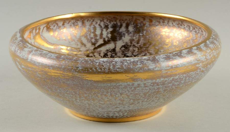 Antique Gold (Gold on Green Body) Cupped Bowl by Stangl-1
