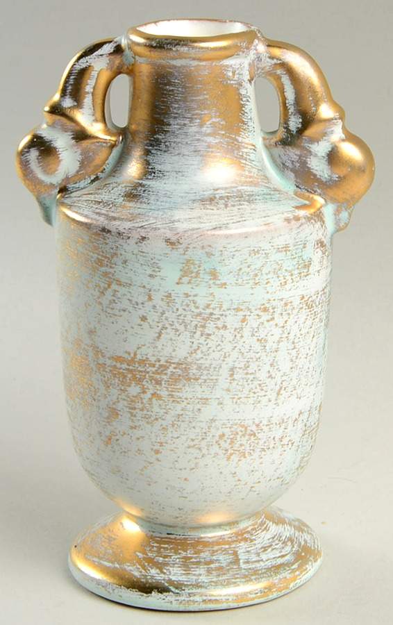 Antique Gold (Gold on Green Body) 5" Bud Vase by Stangl-1
