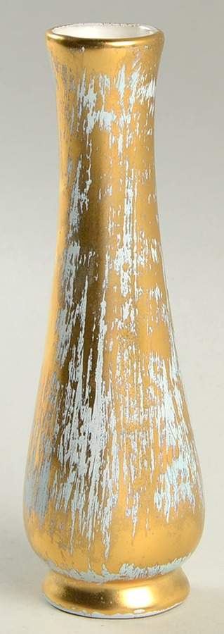 Antique Gold (Gold on Green Body) 5" Bud Vase by Stangl-1