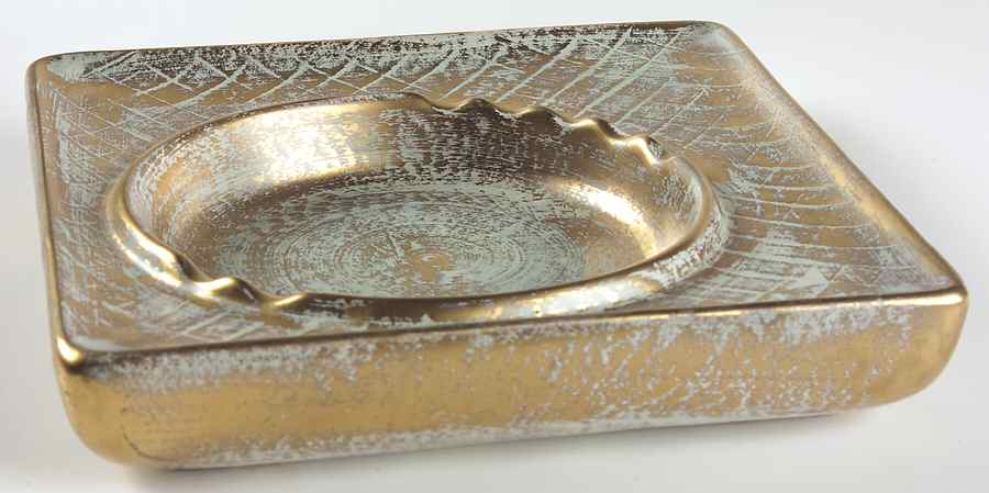Antique Gold (Gold on Green Body) 9" Ashtray by Stangl-1
