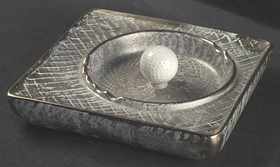 Antique Gold (Gold on Green Body) 9" Round Ashtray by Stangl-1