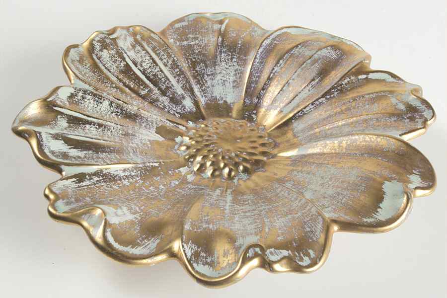 Antique Gold (Gold on Green Body) Cosmos Bowl by Stangl-1