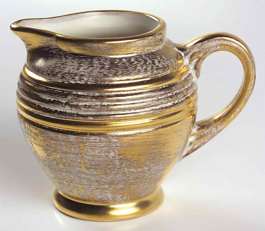 Antique Gold (Gold on Green Body) Creamer by Stangl-1