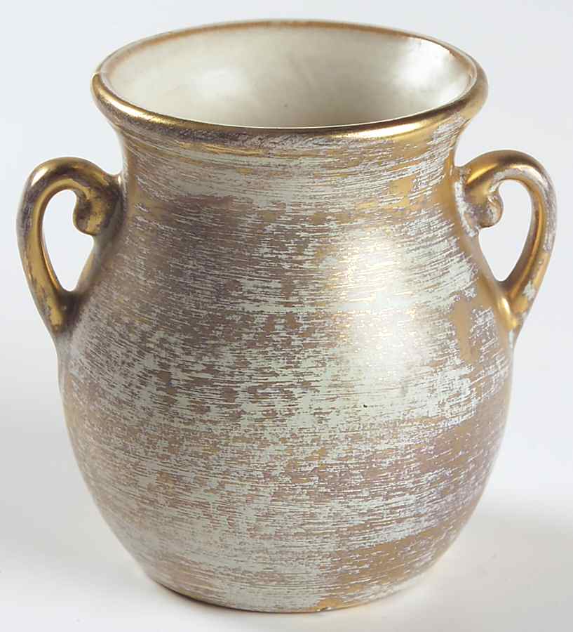 Antique Gold (Gold on Green Body) 3" Vase by Stangl-1