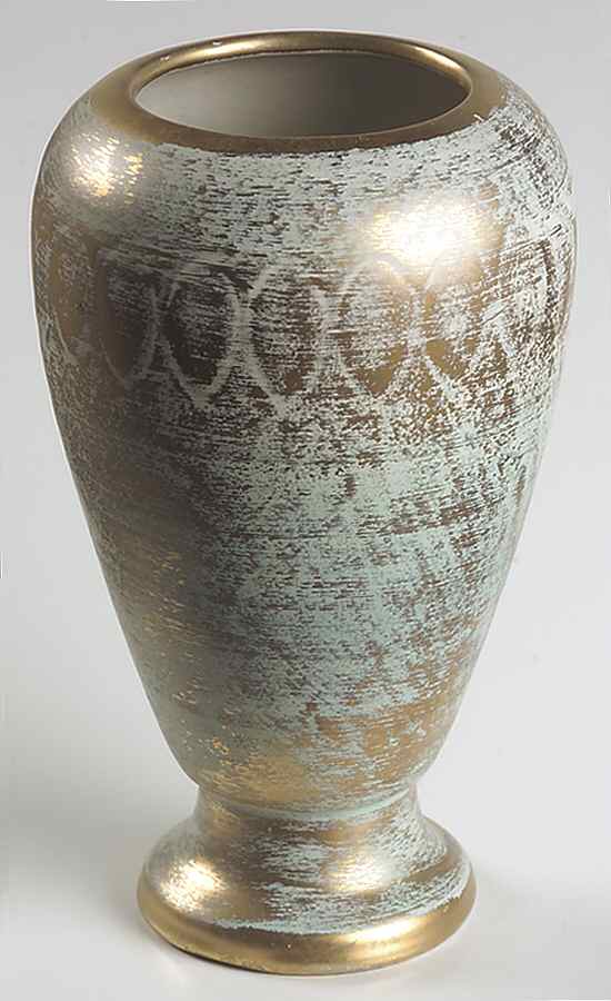Antique Gold (Gold on Green Body) 7" Vase by Stangl-1