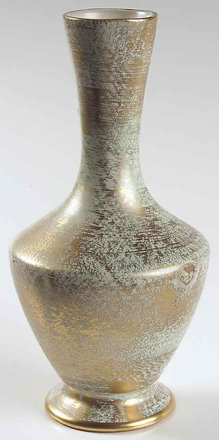 Antique Gold (Gold on Green Body) 9" Bud Vase by Stangl-1