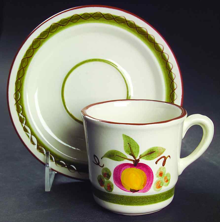 Apple Delight Flat Cup & Saucer Set by Stangl-1