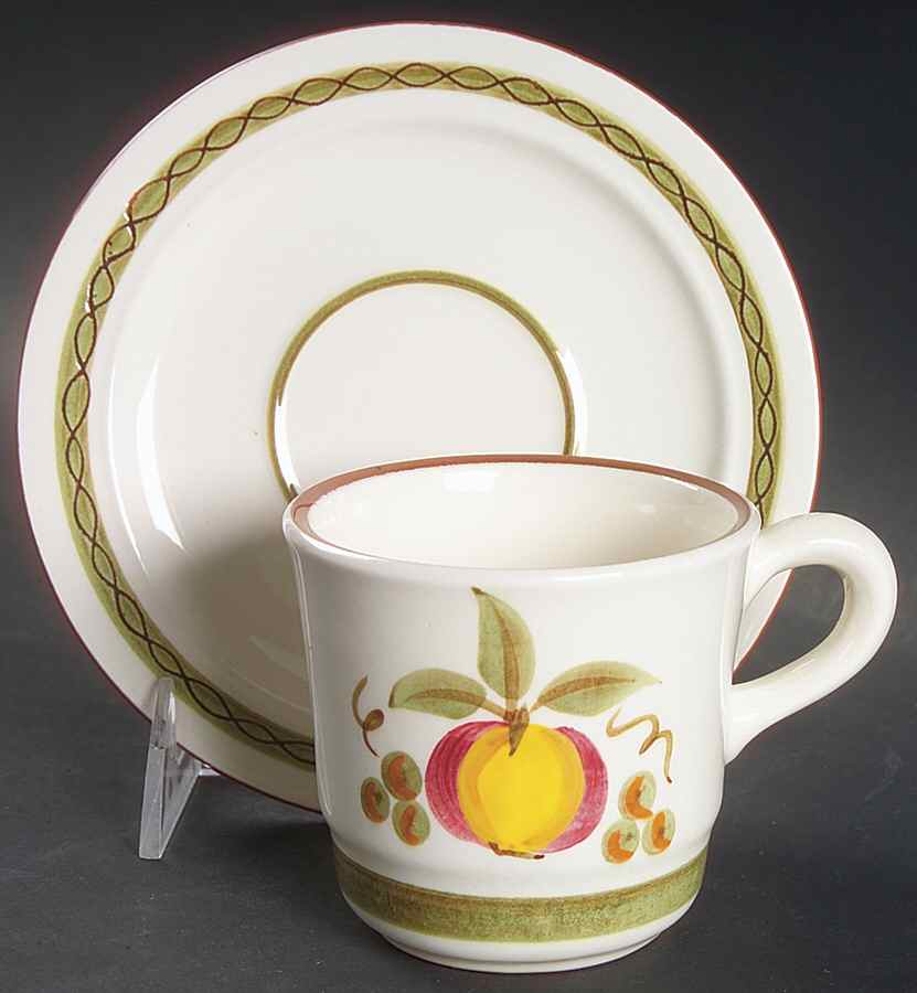 Apple Delight Flat Cup & Saucer Set by Stangl-1
