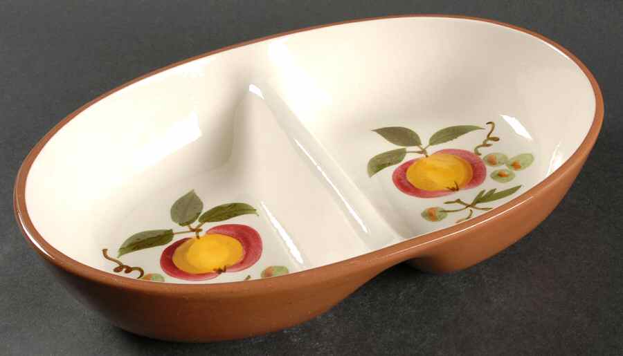 Apple Delight 10" Oval Divided Vegetable Bowl by Stangl-1