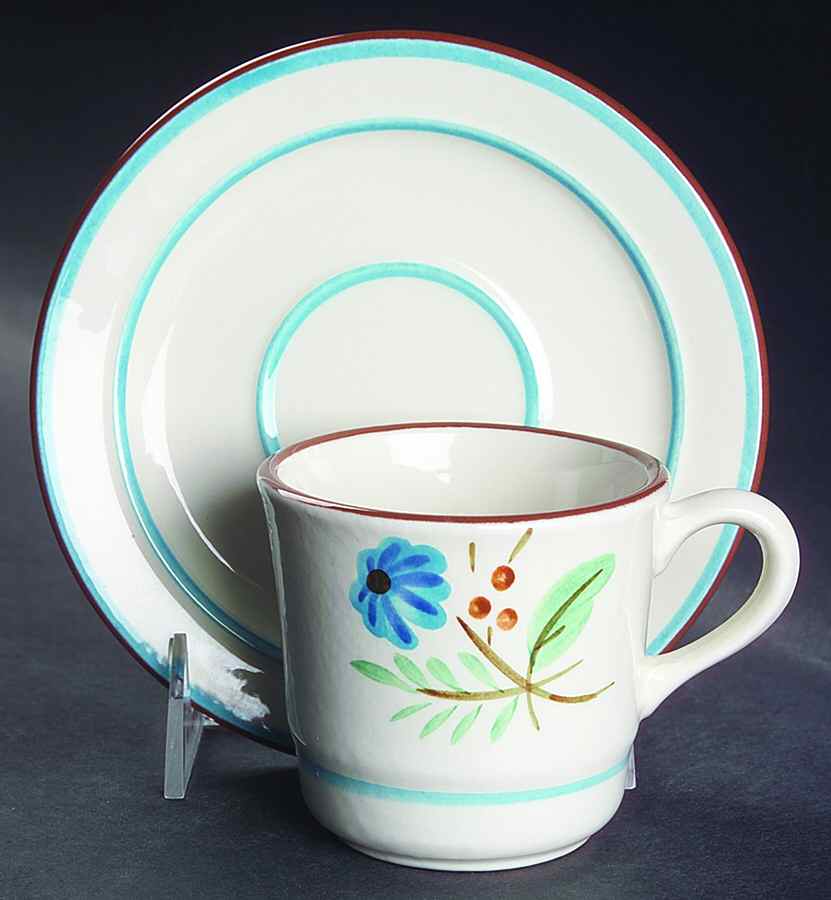 Bachelor's Button Flat Cup & Saucer Set by Stangl-1