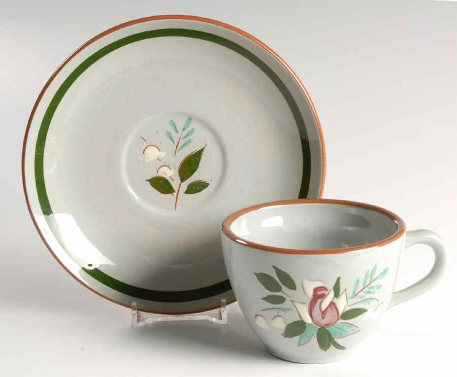 Bella Rosa Flat Cup & Saucer Set by Stangl-1