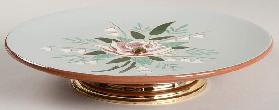 Bella Rosa Footed Cake Plate w/Metal Base by Stangl-1
