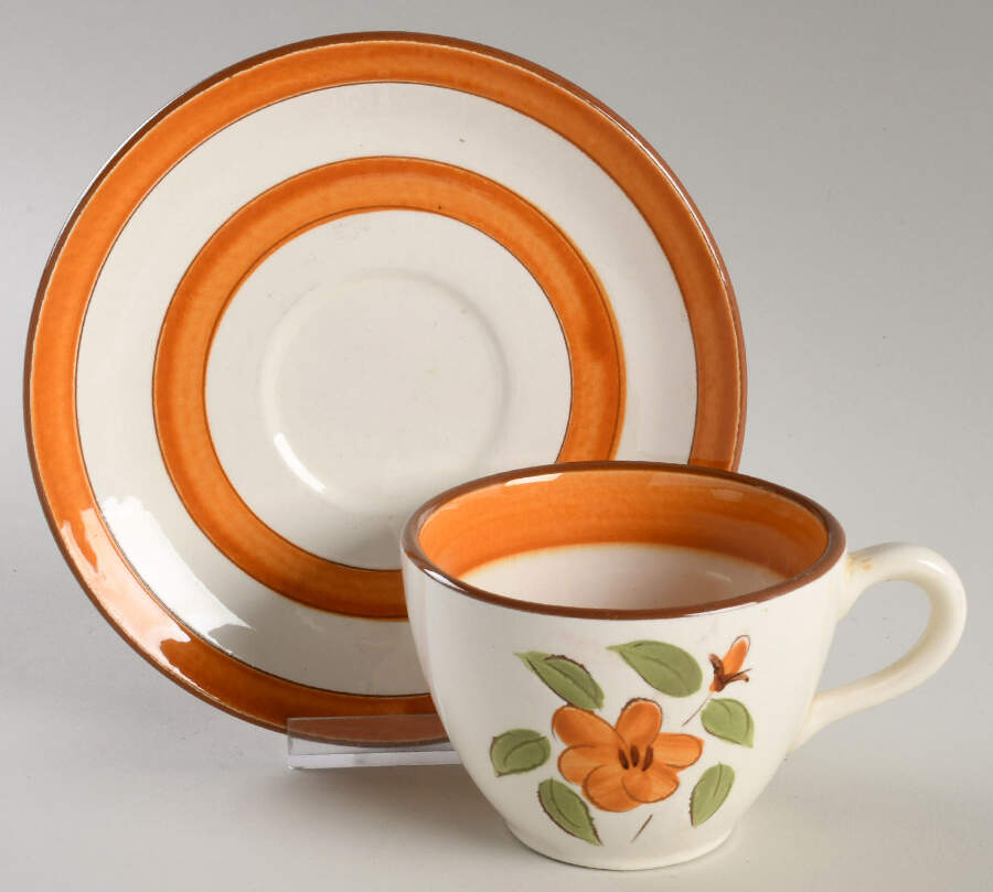 Bittersweet Flat Cup & Saucer Set by Stangl-1