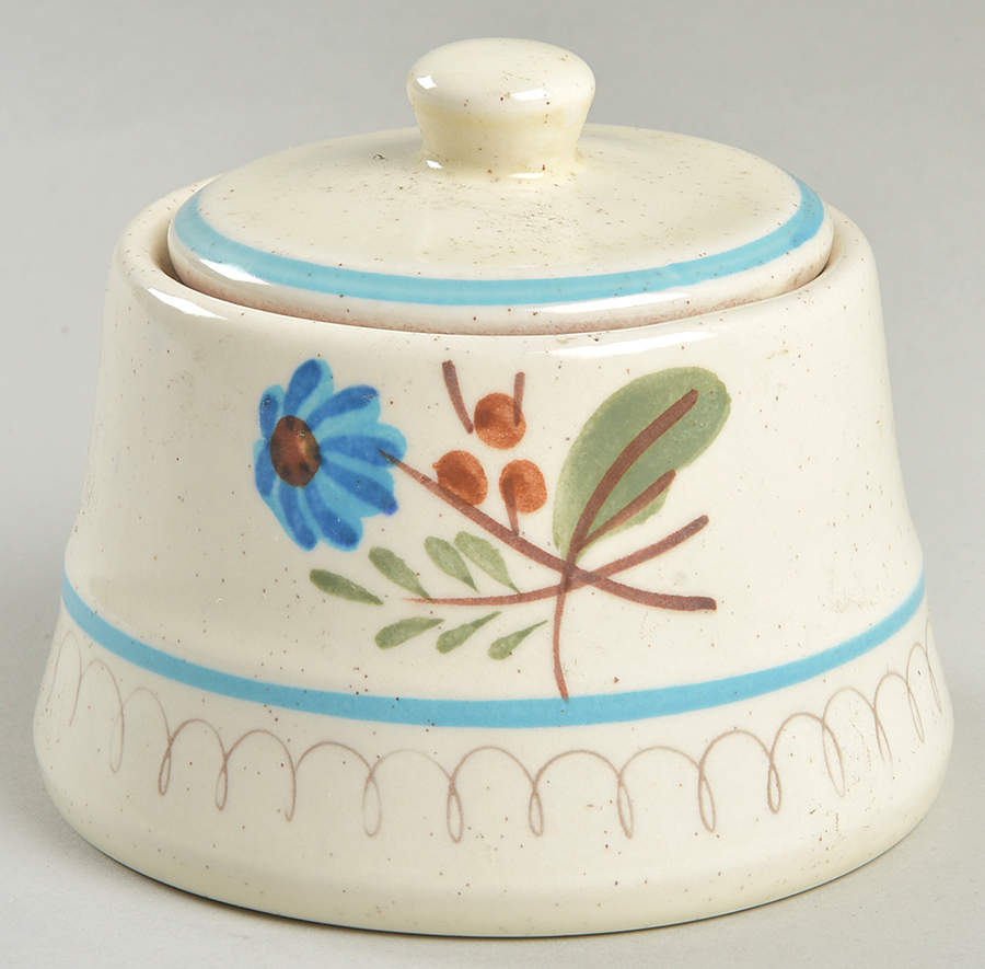 Blue Daisy Sugar Bowl & Lid by Stangl-1