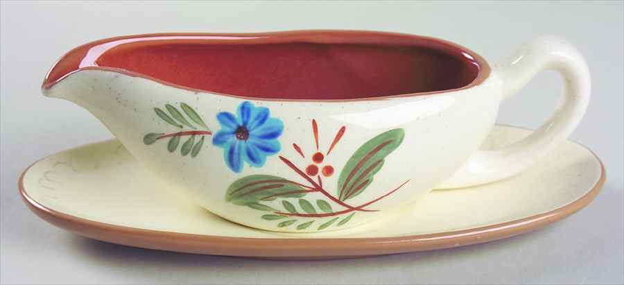 Blue Daisy Gravy Boat & Underplate by Stangl-1