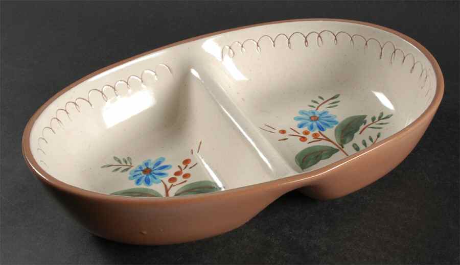 Blue Daisy 10" Oval Divided Vegetable Bowl by Stangl-1