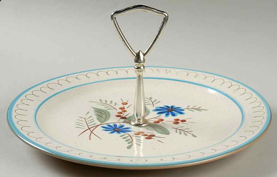 Blue Daisy Round Serving Plate with Handle (DP) by Stangl-1
