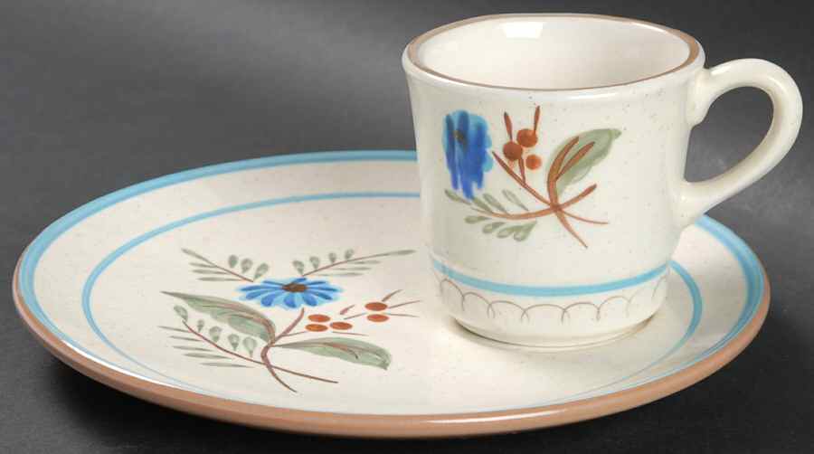 Blue Daisy Snack Plate & Cup Set by Stangl-1