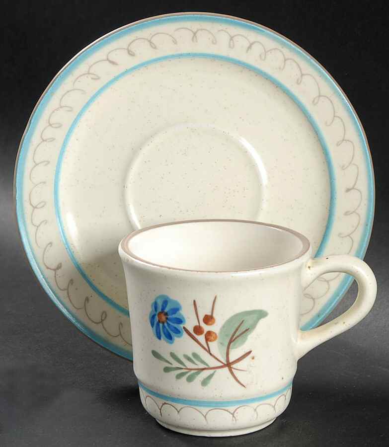 Blue Daisy Flat Cup & Saucer Set by Stangl-1