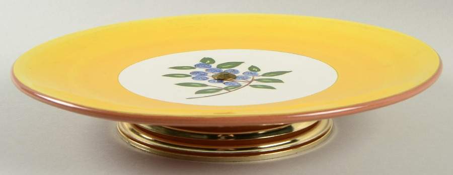 Blueberry Footed Cake Plate w/Metal Base by Stangl-1