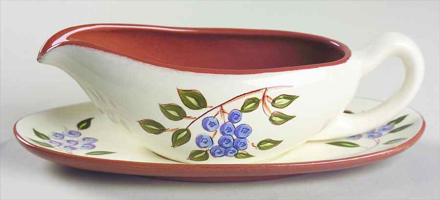 Blueberry Gravy Boat & Underplate by Stangl-1