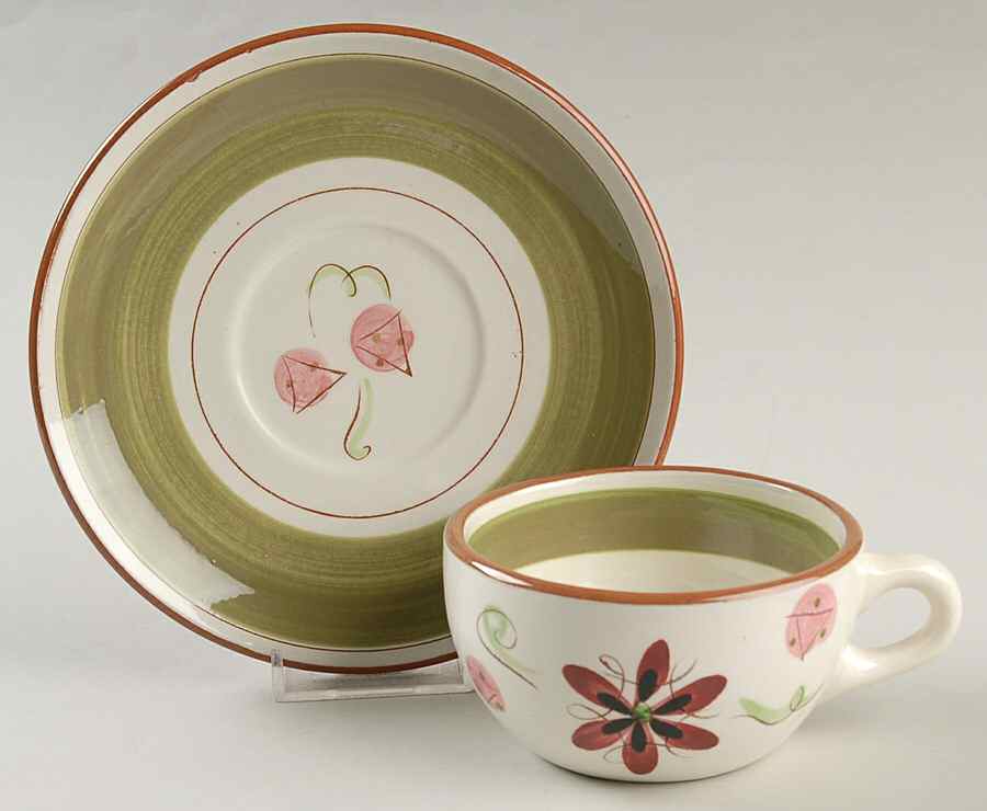 Carnival Flat Cup & Saucer Set by Stangl-1