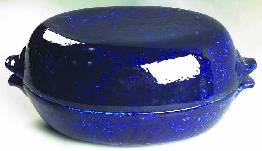 Caughley Blue 11" Oval Baker & Lid by Stangl-1