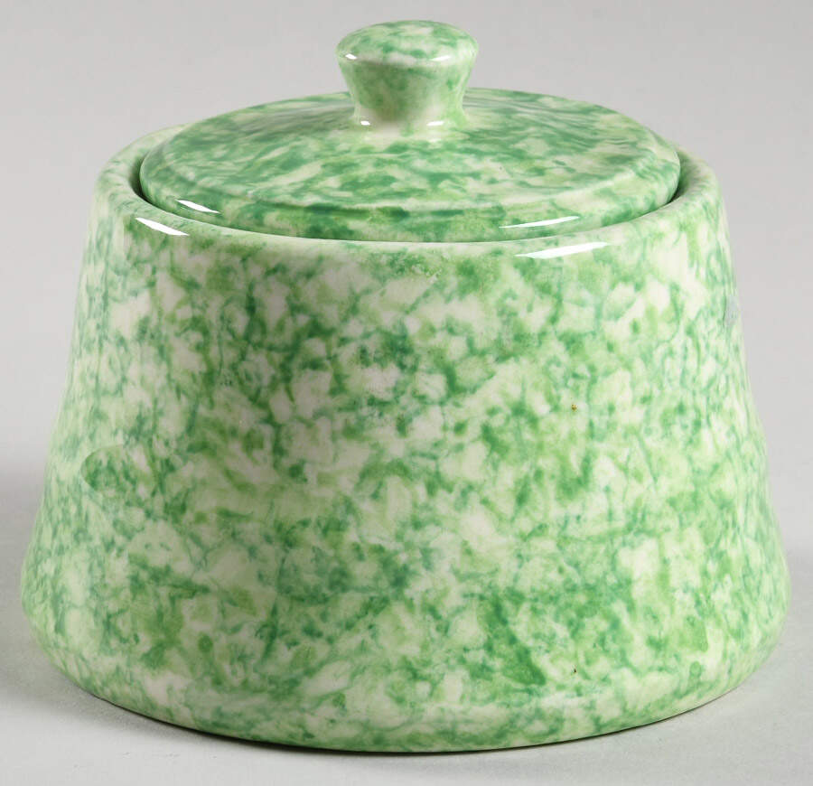Caughley Green Sugar Bowl & Lid by Stangl-1